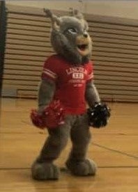Photo of Lenny the Lynx mascot in LHS gym